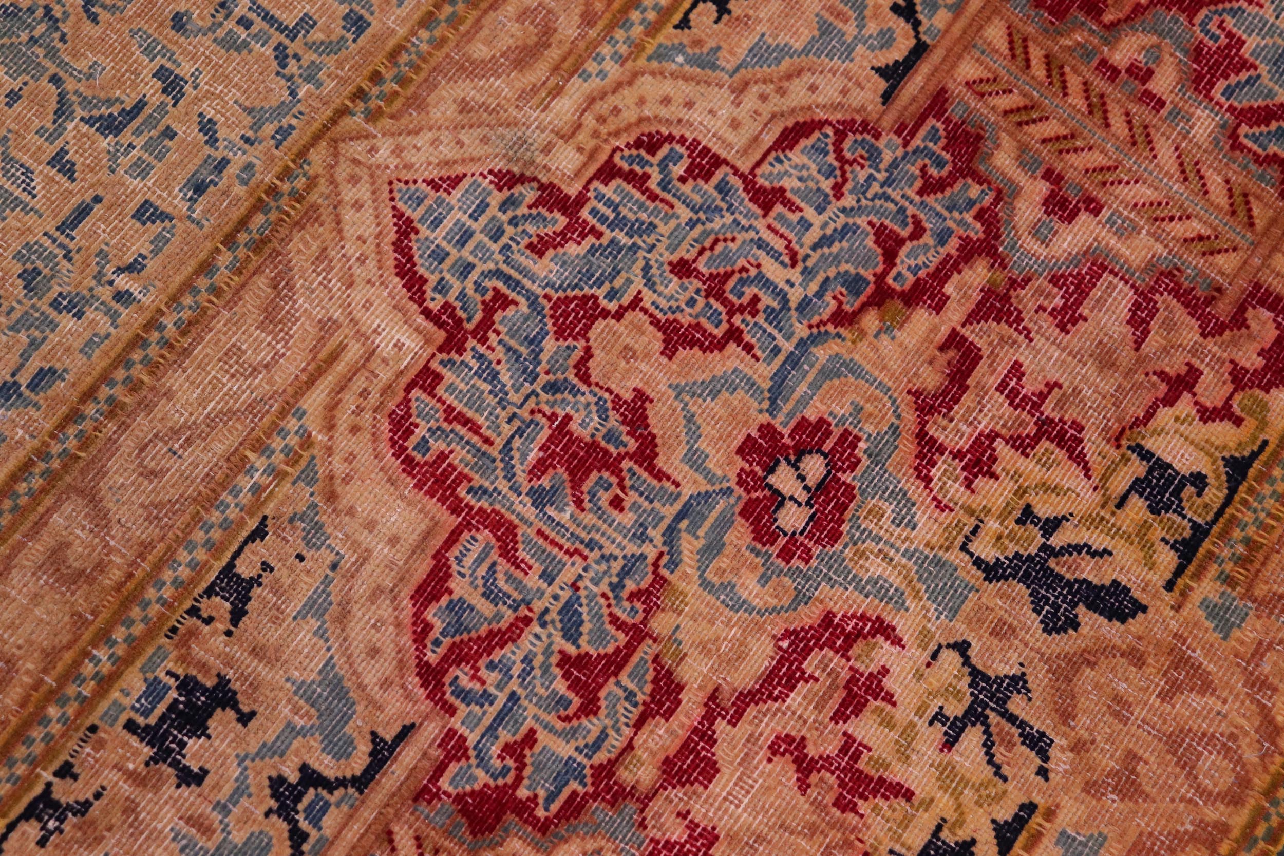 handmade Vintage Vintage Blue Pink Hand Knotted RECTANGLE 100% WOOL area rug 10' x 14'
