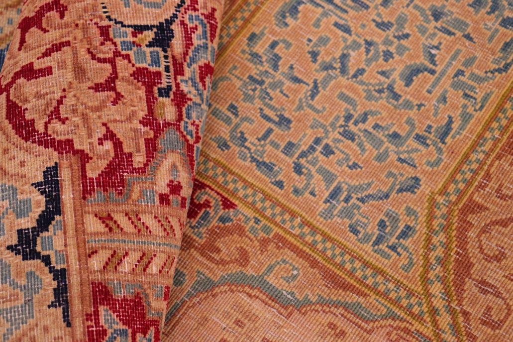 handmade Vintage Vintage Blue Pink Hand Knotted RECTANGLE 100% WOOL area rug 10 x 14