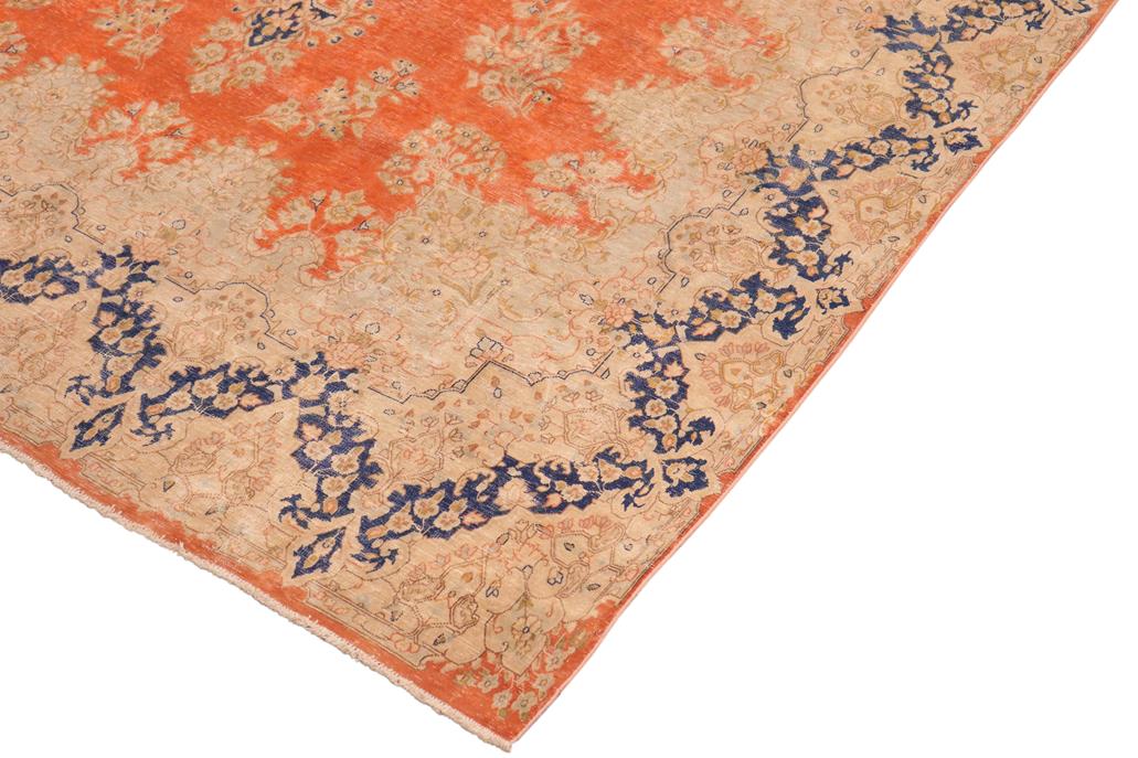 handmade Vintage Vintage Orange Blue Hand Knotted RECTANGLE 100% WOOL area rug 10 x 13