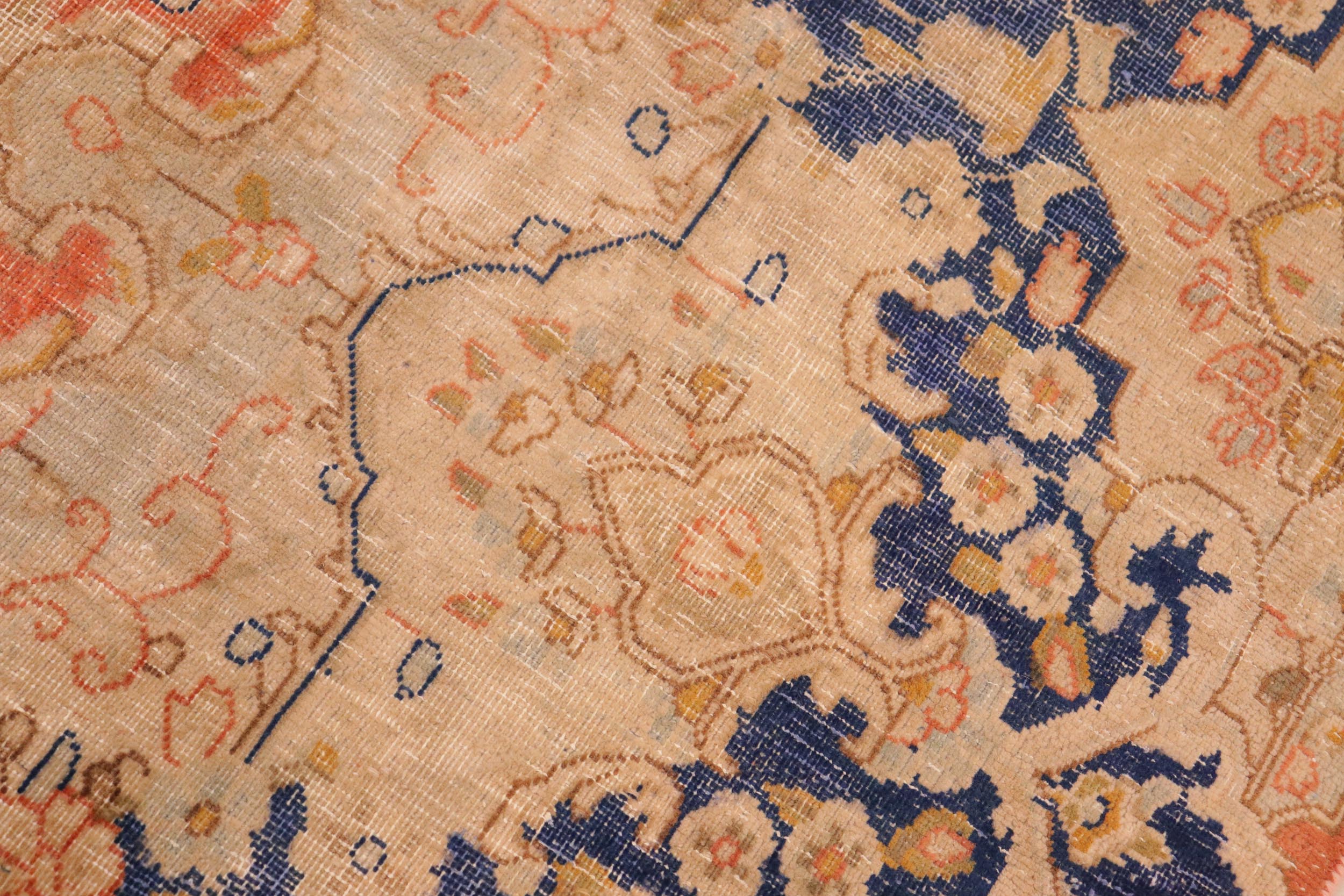 handmade Vintage Vintage Orange Blue Hand Knotted RECTANGLE 100% WOOL area rug 10' x 13'