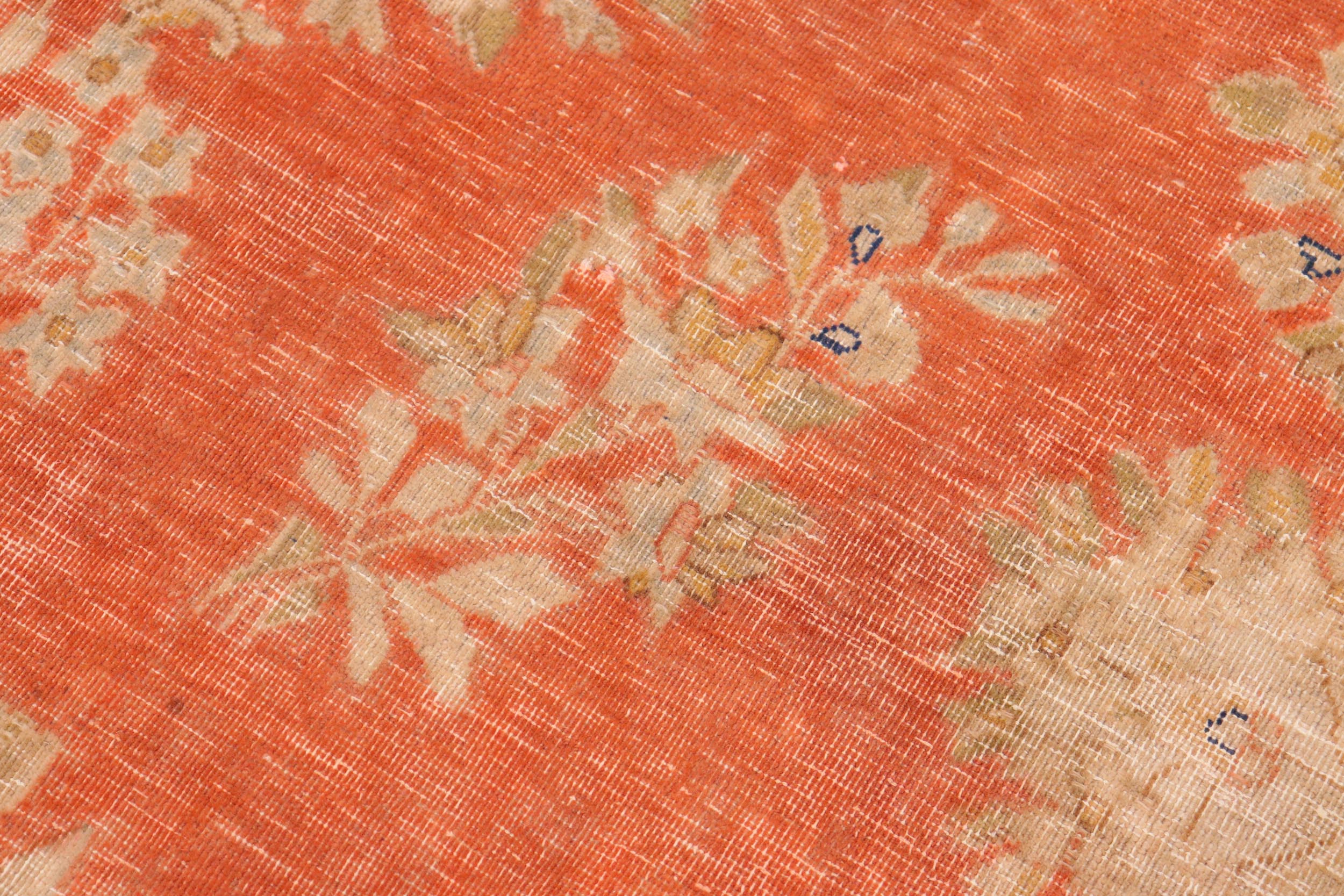handmade Vintage Vintage Orange Blue Hand Knotted RECTANGLE 100% WOOL area rug 10' x 13'