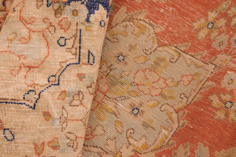 handmade Vintage Vintage Orange Blue Hand Knotted RECTANGLE 100% WOOL area rug 10' x 13'