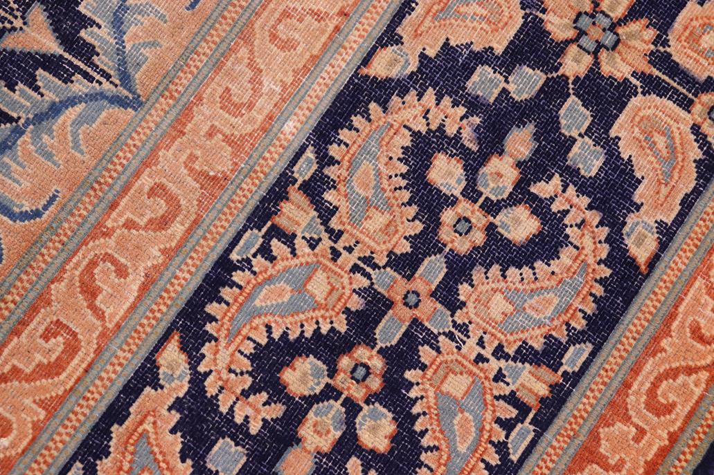 handmade Vintage Vintage Blue Brown Hand Knotted RECTANGLE 100% WOOL area rug 10 x 13