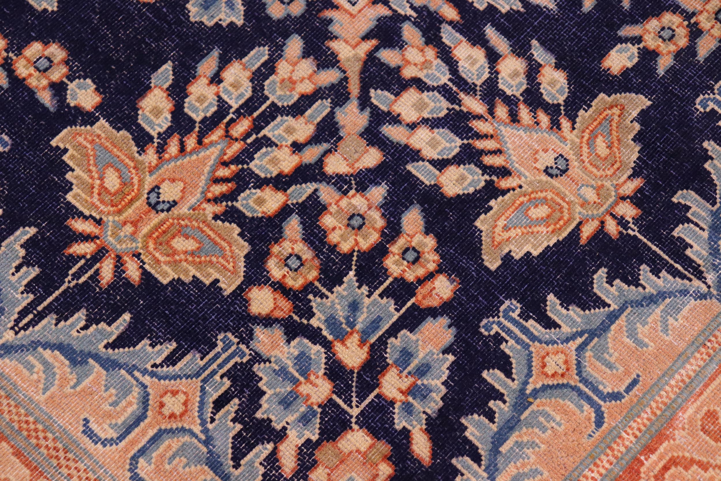handmade Vintage Vintage Blue Brown Hand Knotted RECTANGLE 100% WOOL area rug 10' x 13'