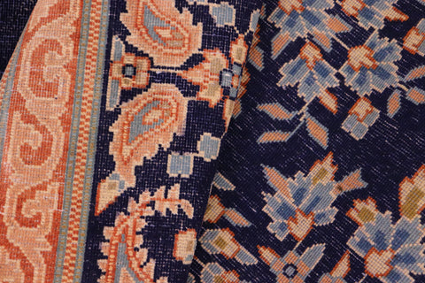 handmade Vintage Vintage Blue Brown Hand Knotted RECTANGLE 100% WOOL area rug 10' x 13'