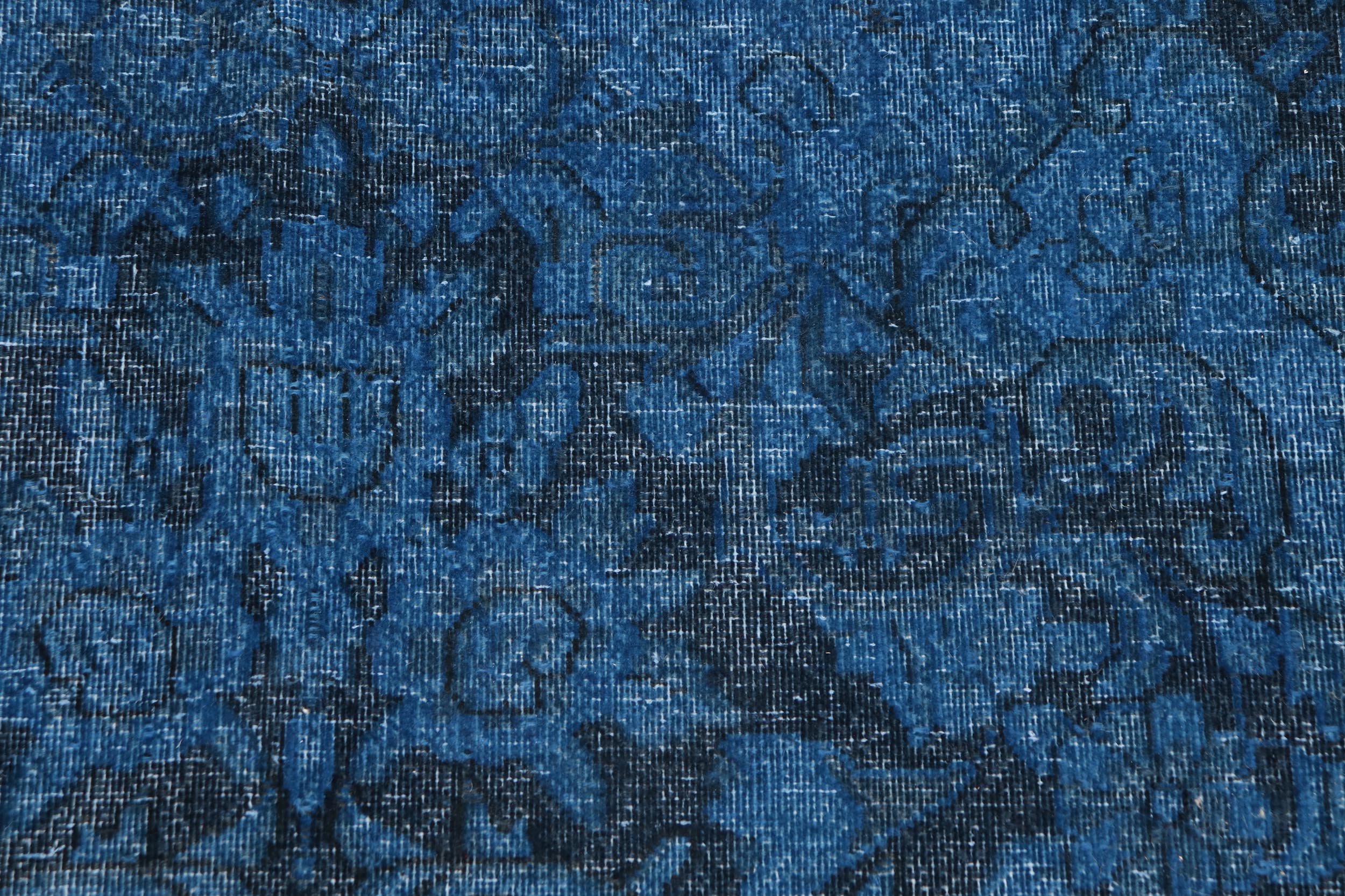 handmade Modern Vintage Blue Black Hand Knotted RECTANGLE 100% WOOL area rug 10' x 13'