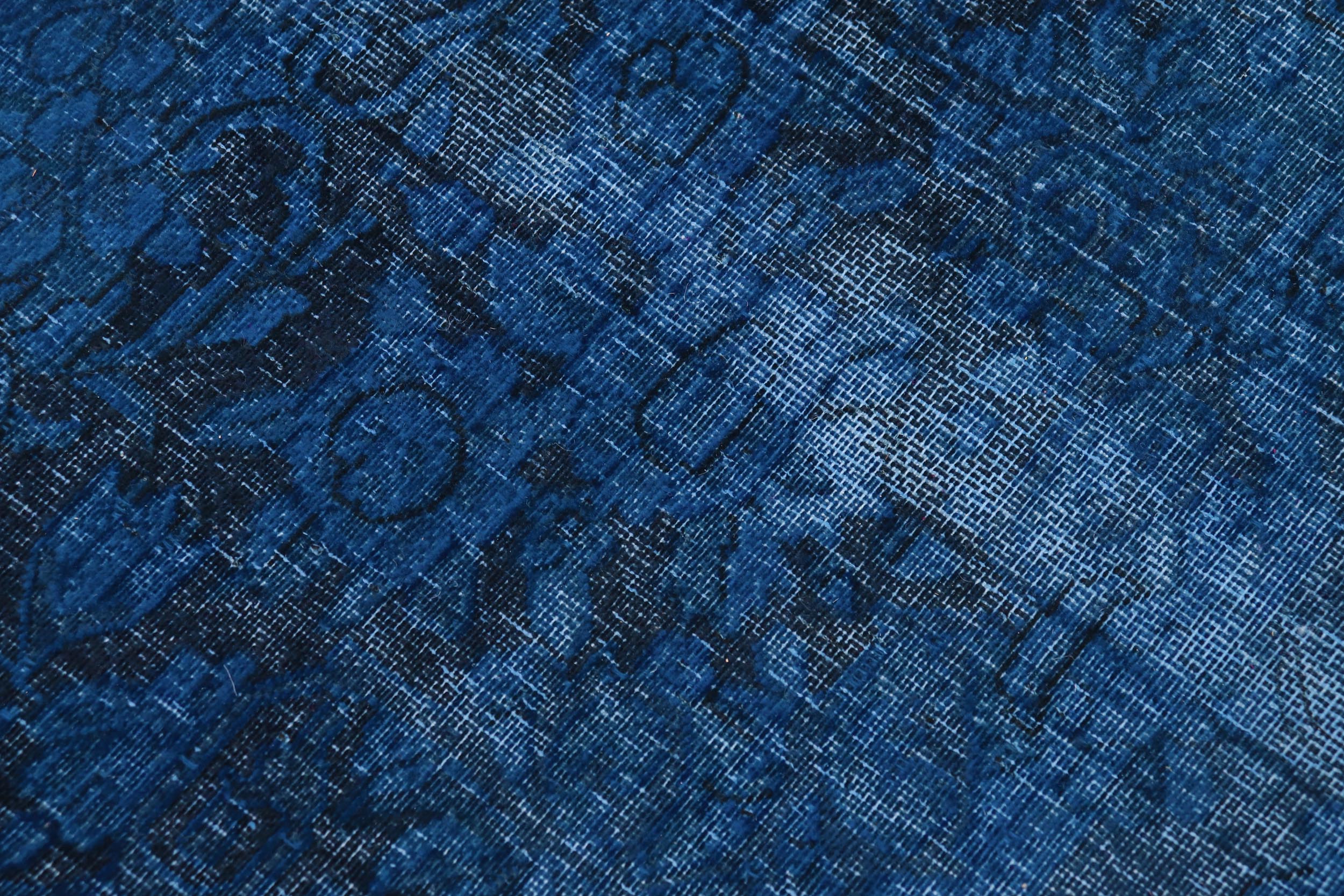 handmade Modern Vintage Blue Black Hand Knotted RECTANGLE 100% WOOL area rug 10' x 13'