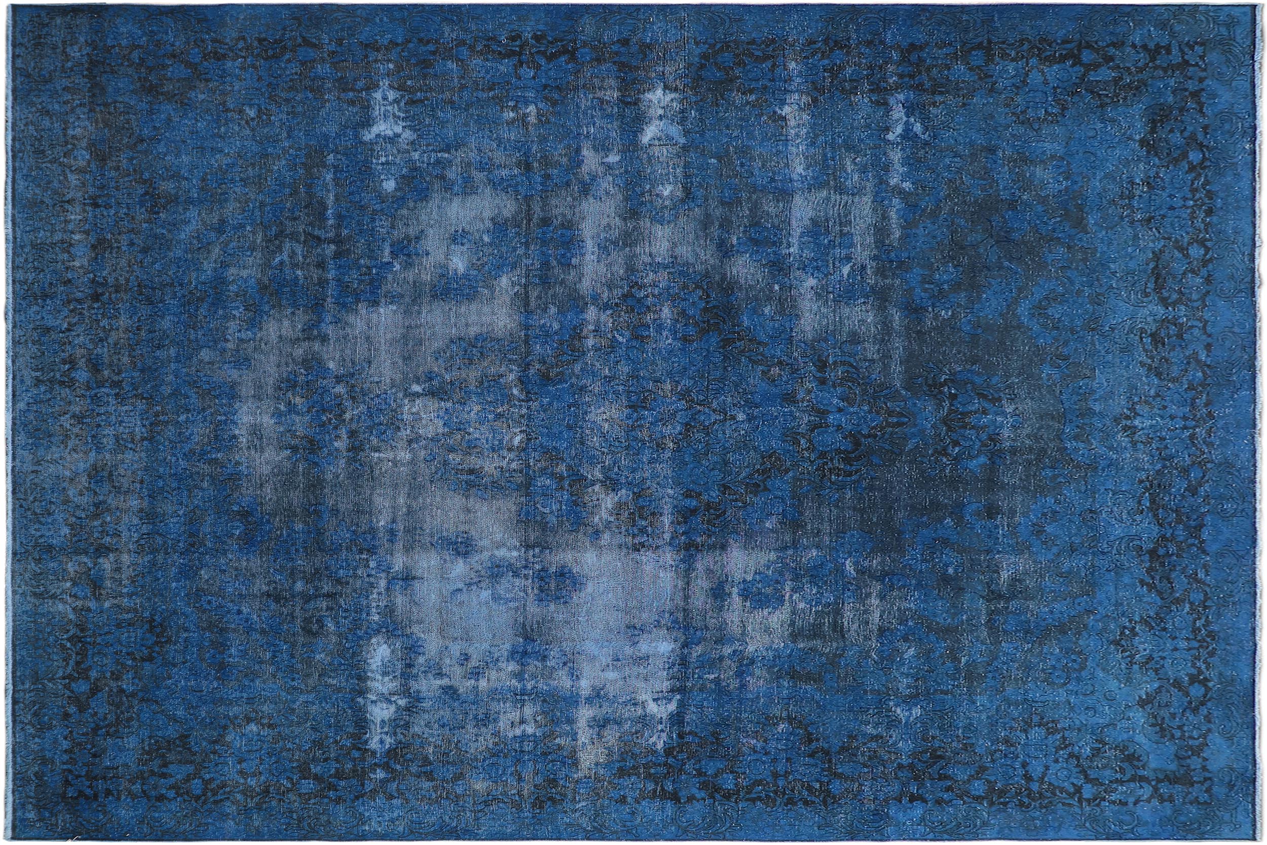 handmade Modern Vintage Blue Black Hand Knotted RECTANGLE 100% WOOL area rug 10' x 13'