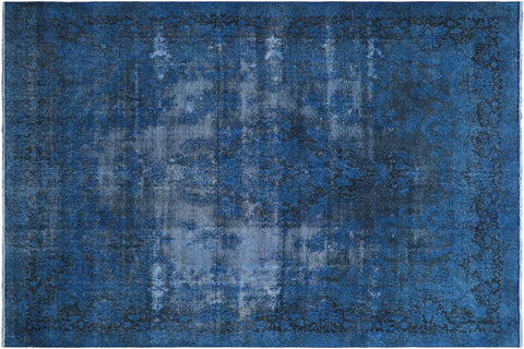 handmade Modern Vintage Blue Black Hand Knotted RECTANGLE 100% WOOL area rug 10' x 13'