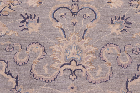 handmade Transitional Kafkaz Grey Ivory Hand Knotted RECTANGLE 100% WOOL area rug 10' x 14'