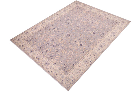 handmade Transitional Kafkaz Grey Ivory Hand Knotted RECTANGLE 100% WOOL area rug 10' x 14'