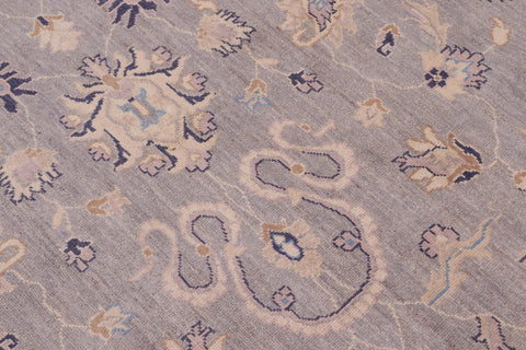 handmade Transitional Kafkaz Grey Ivory Hand Knotted RECTANGLE 100% WOOL area rug 10' x 14'
