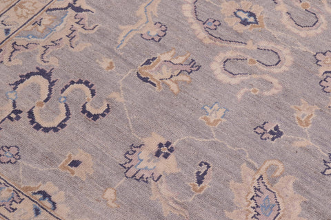 handmade Transitional Kafkaz Grey Ivory Hand Knotted RECTANGLE 100% WOOL area rug 10' x 14'