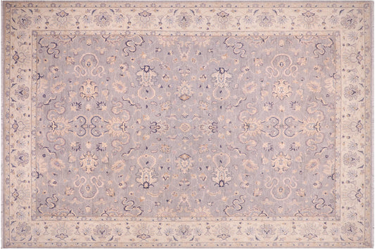 handmade Transitional Kafkaz Grey Ivory Hand Knotted RECTANGLE 100% WOOL area rug 10' x 14'