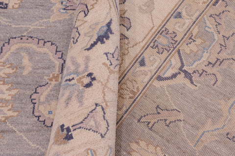 handmade Transitional Kafkaz Grey Ivory Hand Knotted RECTANGLE 100% WOOL area rug 10' x 14'