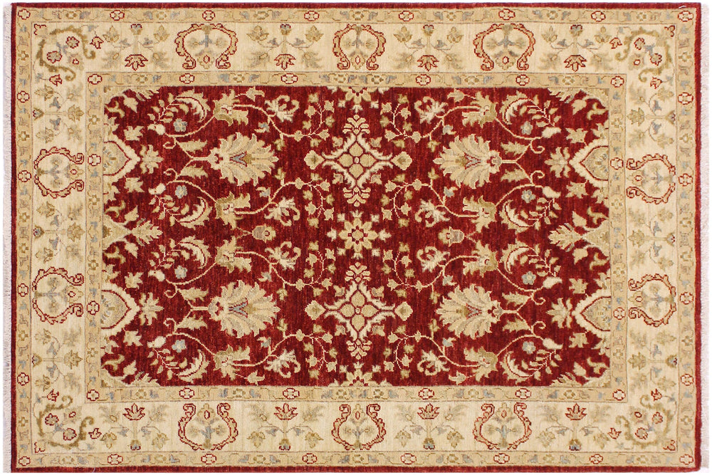 handmade Traditional Kafkaz Red Ivory Hand Knotted RECTANGLE 100% WOOL area rug 4x6