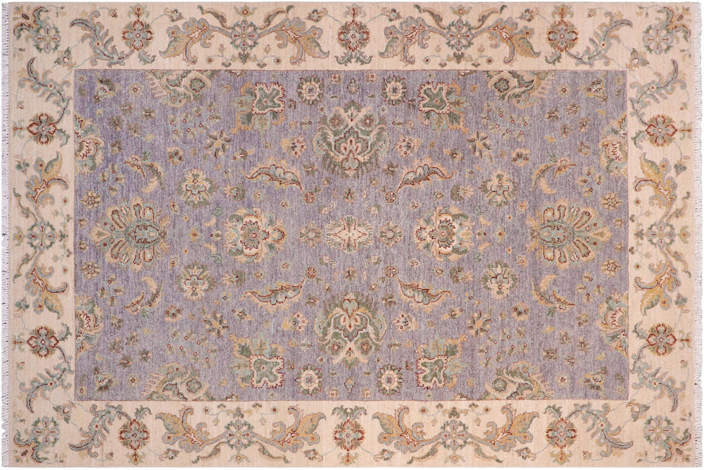 handmade Traditional Kafkaz Grey Ivory Hand Knotted RECTANGLE 100% WOOL area rug 6x8