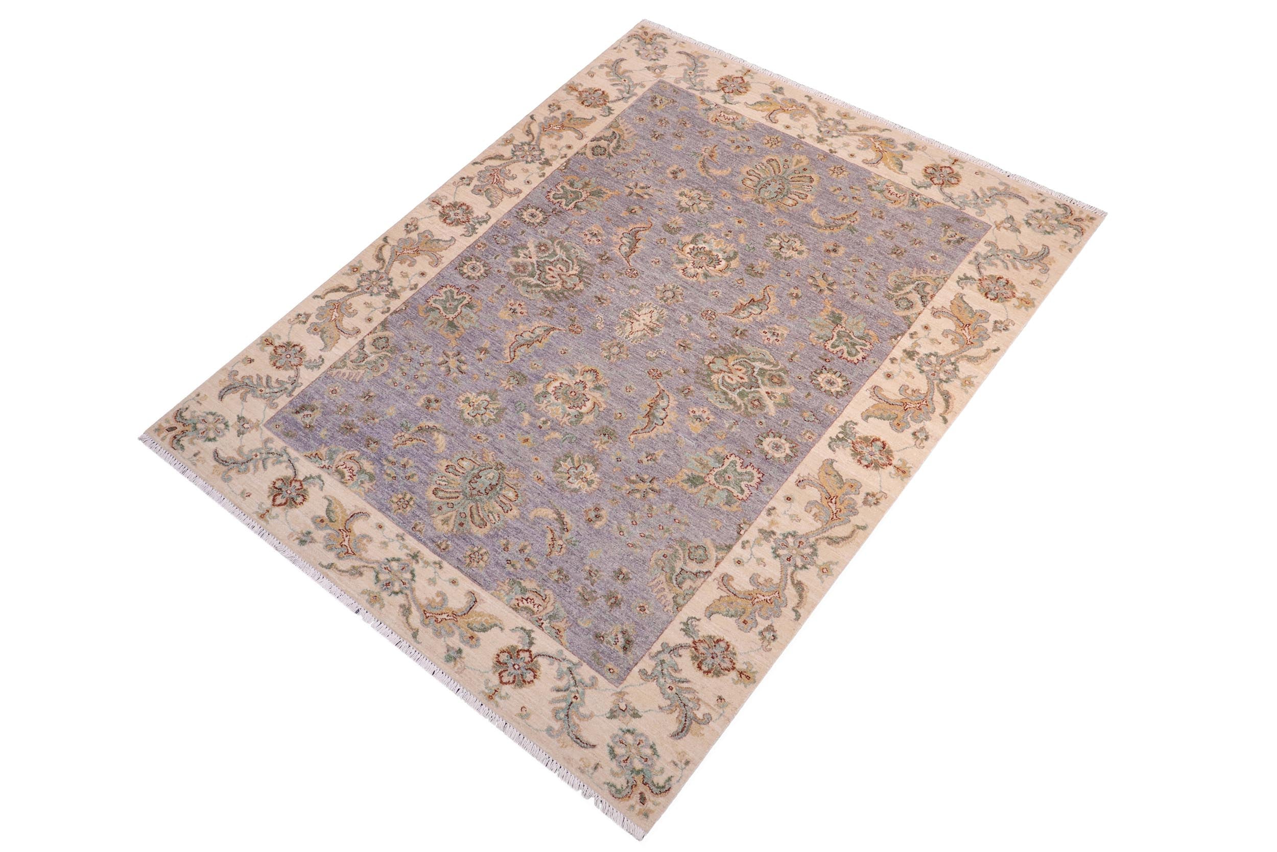 handmade Traditional Kafkaz Grey Ivory Hand Knotted RECTANGLE 100% WOOL area rug 6x8