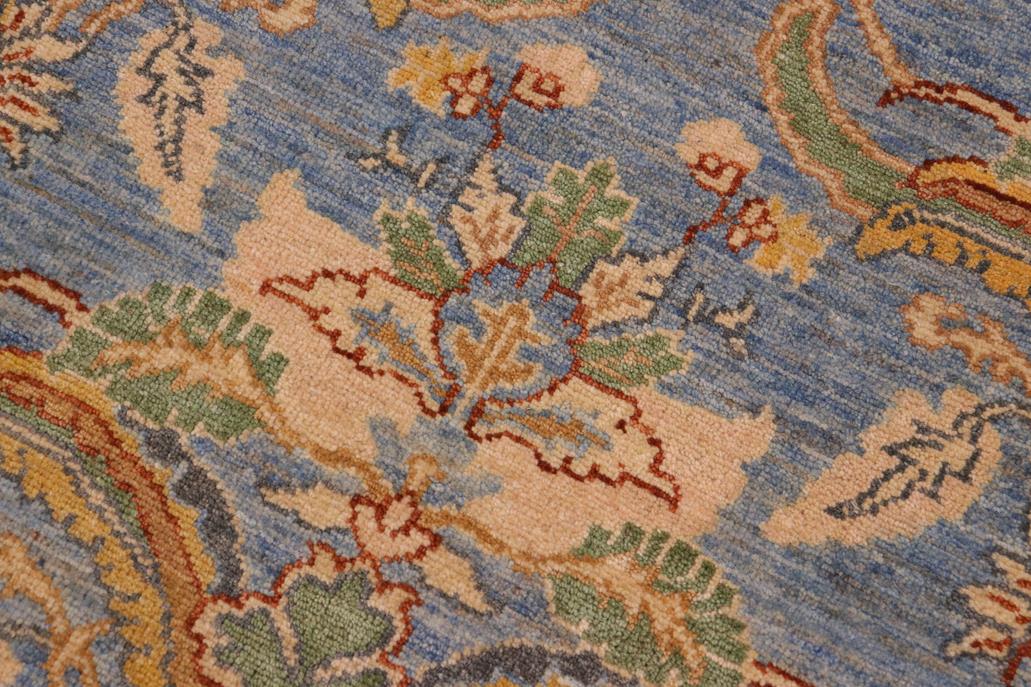 handmade Transitional Kafkaz Blue Gold Hand Knotted RECTANGLE 100% WOOL area rug 9 x 12