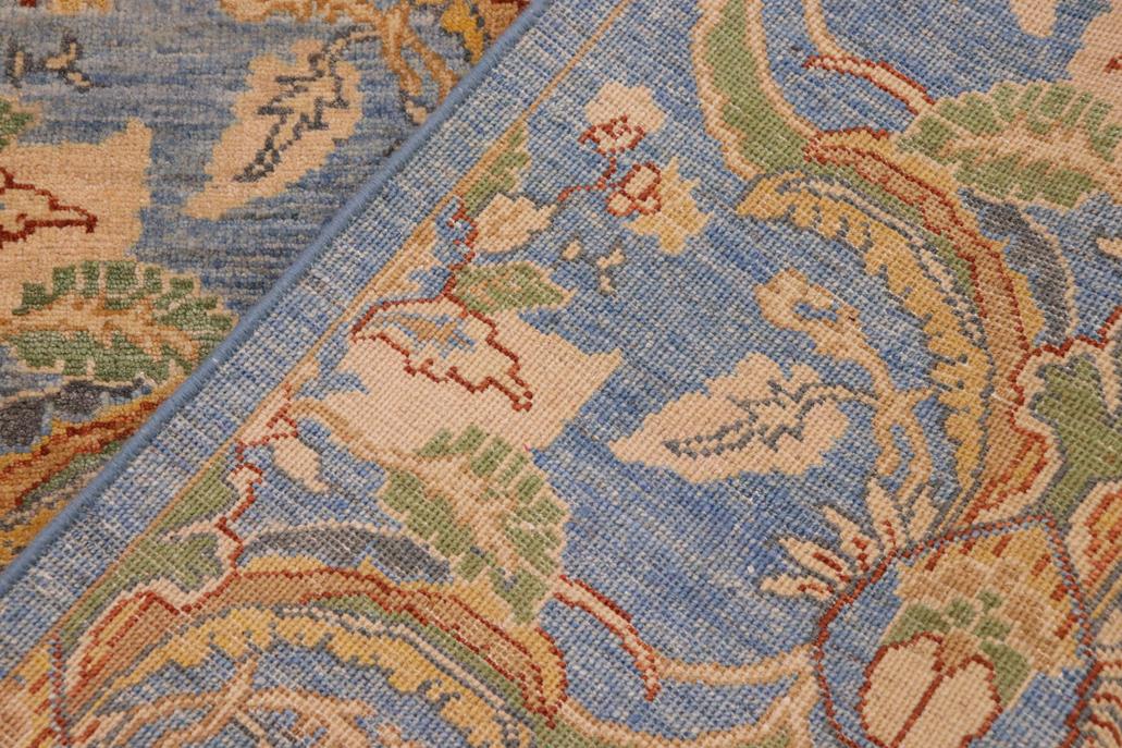 handmade Transitional Kafkaz Blue Gold Hand Knotted RECTANGLE 100% WOOL area rug 9 x 12