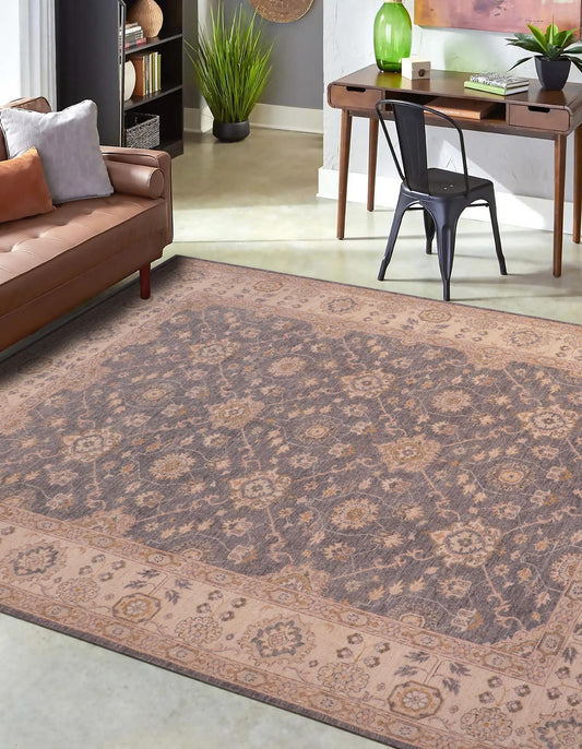 handmade Transitional Kafkaz Grey Beige Hand Knotted RECTANGLE 100% WOOL area rug 8' x 10'