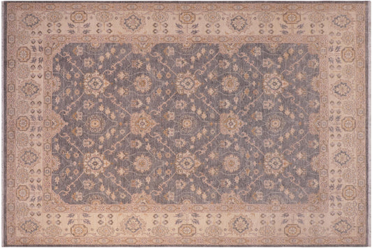 handmade Transitional Kafkaz Grey Beige Hand Knotted RECTANGLE 100% WOOL area rug 8' x 10'