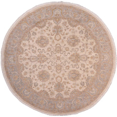 handmade Traditional Kafkaz Ivory Grey Hand Knotted ROUND 100% WOOL area rug 8' x 8'