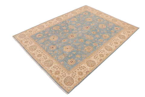handmade Traditional Kafkaz Blue Beige Hand Knotted RECTANGLE 100% WOOL area rug 9x12