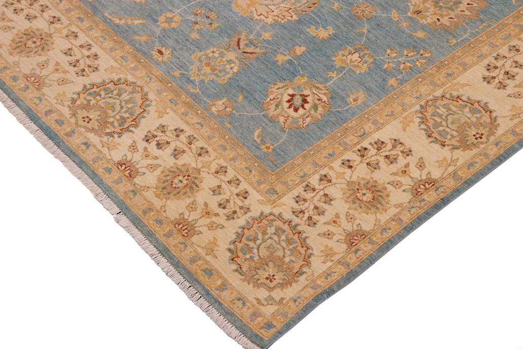 handmade Traditional Kafkaz Blue Beige Hand Knotted RECTANGLE 100% WOOL area rug 9 x 12