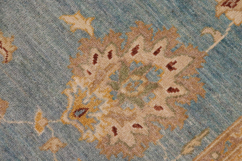 Chic Ziegler Spears Blue/Beige Hand Knotted Wool Rug - 8'11'' x 11'10''