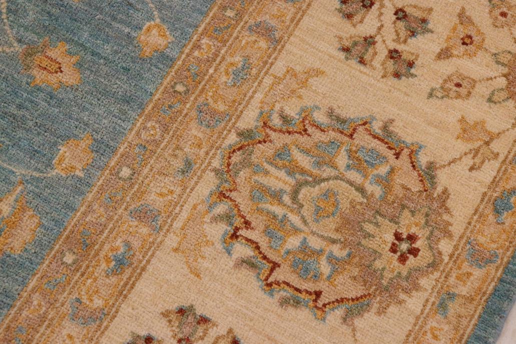 handmade Traditional Kafkaz Blue Beige Hand Knotted RECTANGLE 100% WOOL area rug 9 x 12