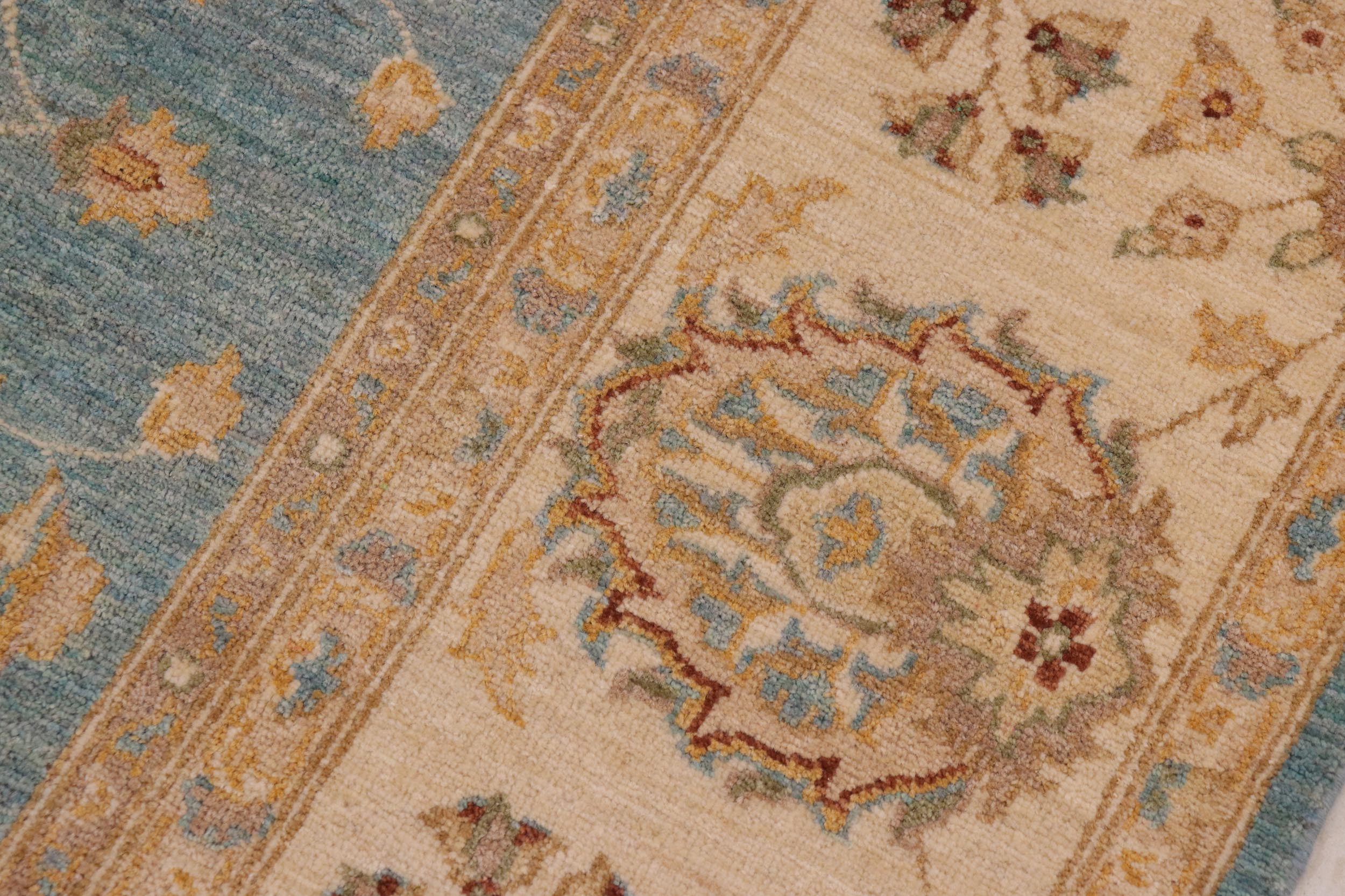 handmade Traditional Kafkaz Blue Beige Hand Knotted RECTANGLE 100% WOOL area rug 9x12