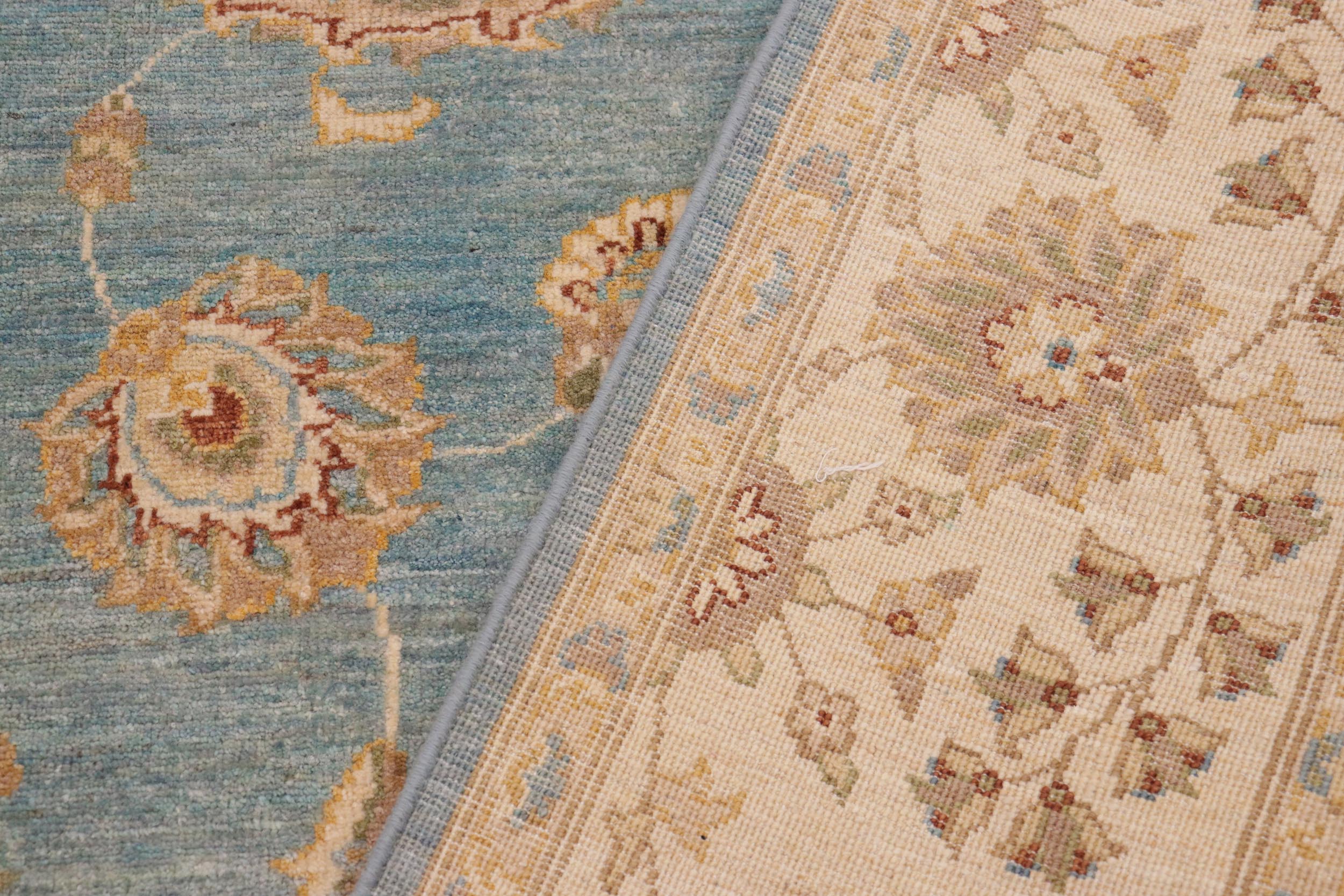 handmade Traditional Kafkaz Blue Beige Hand Knotted RECTANGLE 100% WOOL area rug 9x12