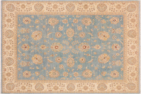 Chic Ziegler Spears Blue/Beige Hand Knotted Wool Rug - 8'11'' x 11'10''