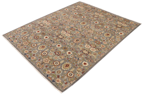 handmade Modern Kafkaz Gray Brown Hand Knotted RECTANGLE 100% WOOL area rug 9' x 11'
