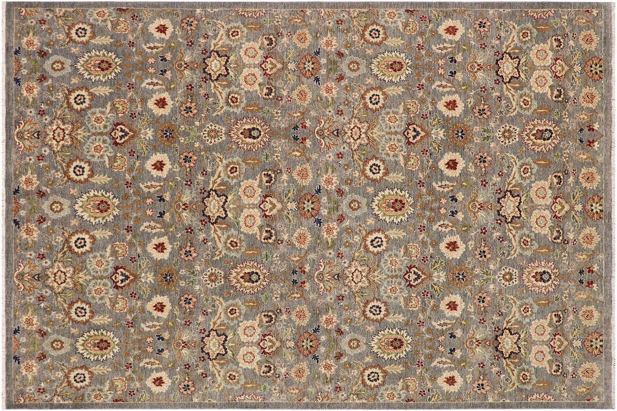 9x11 hand knotted modern wool rug in gray and brown - Chic Rozanne