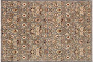 9x11 hand knotted modern wool rug in gray and brown - Chic Rozanne