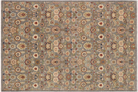 handmade Modern Kafkaz Gray Brown Hand Knotted RECTANGLE 100% WOOL area rug 9' x 11'