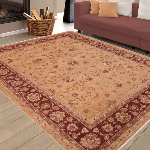 handmade Traditional Kafkaz Gold Red Hand Knotted RECTANGLE 100% WOOL area rug 10x15