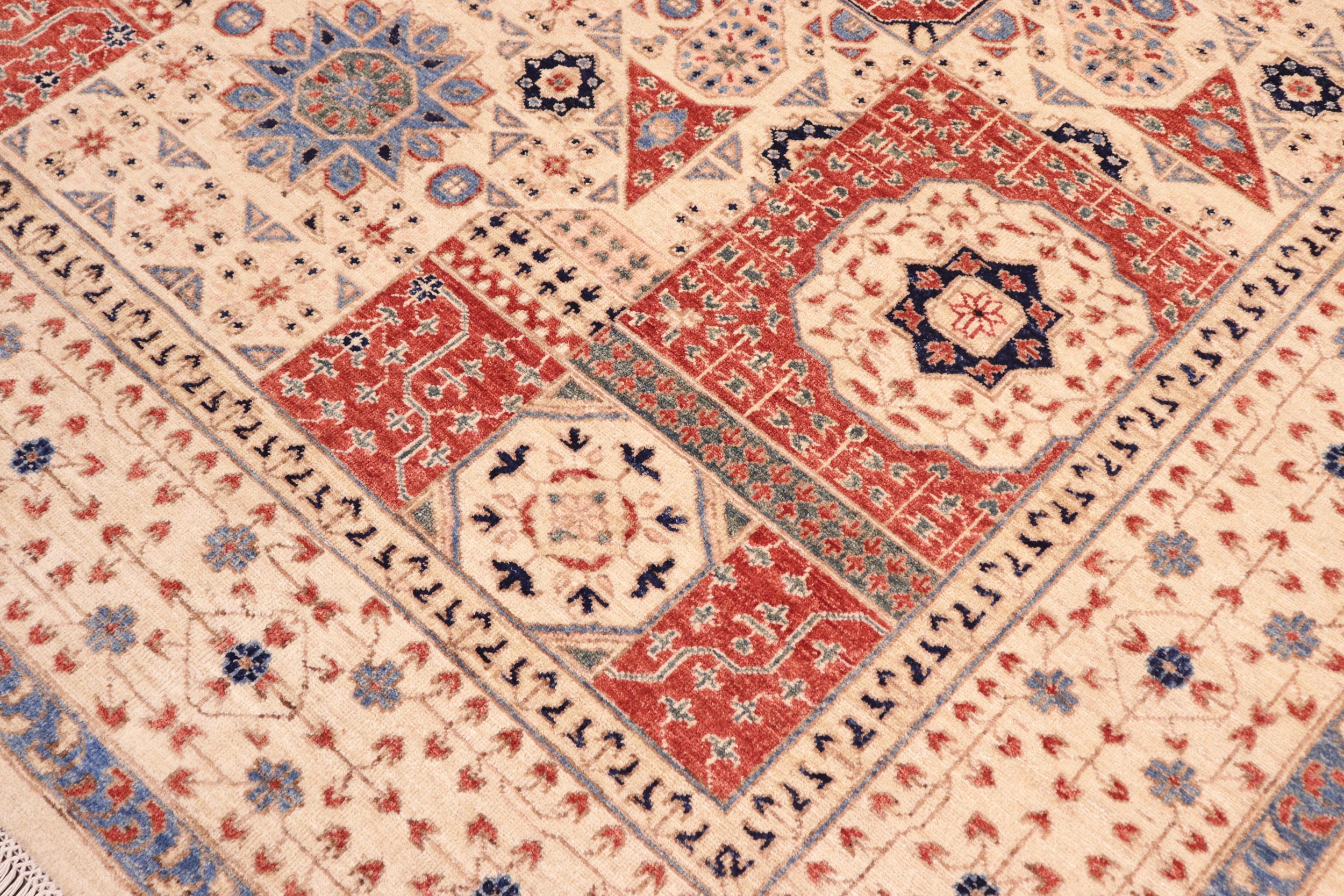 handmade Geometric Mamluk Beige Rust Hand Knotted RECTANGLE 100% WOOL area rug 8 x 10