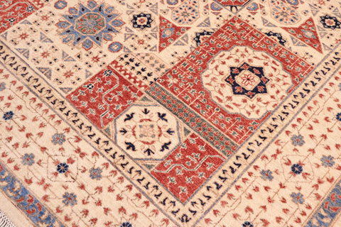 handmade Geometric Mamluk Beige Rust Hand Knotted RECTANGLE 100% WOOL area rug 8 x 10