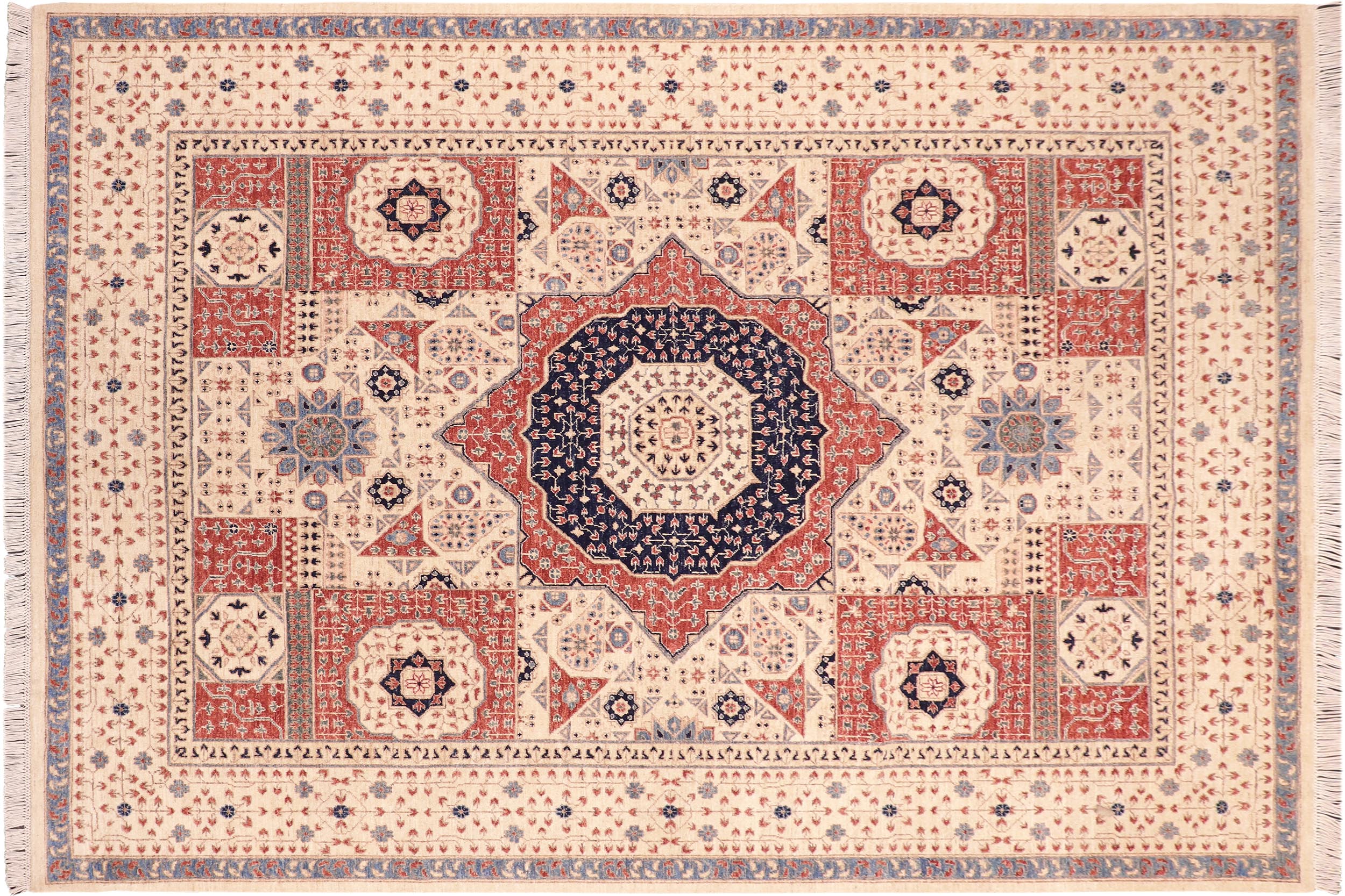 handmade Geometric Mamluk Beige Rust Hand Knotted RECTANGLE 100% WOOL area rug 8 x 10