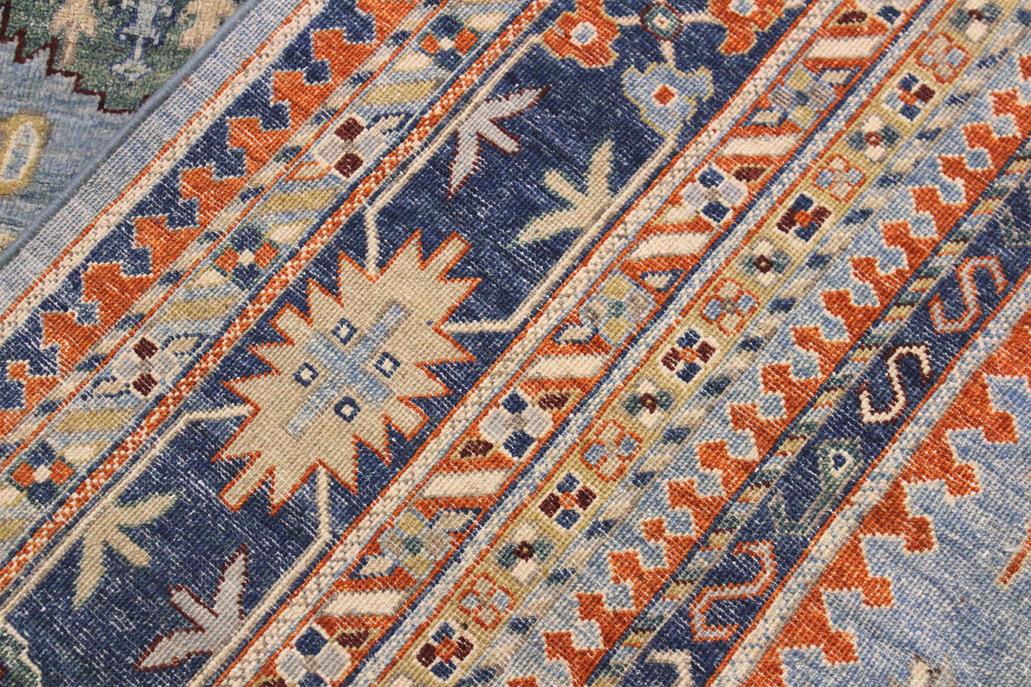 handmade Transitional Kafkaz Lt. Blue Tan Hand Knotted RECTANGLE 100% WOOL area rug 9 x 12