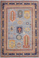 handmade Transitional Kafkaz Lt. Blue Tan Hand Knotted RECTANGLE 100% WOOL area rug 9 x 12