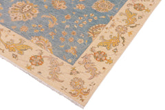 handmade Traditional Kafkaz Blue Ivory Hand Knotted RECTANGLE 100% WOOL area rug 9x12