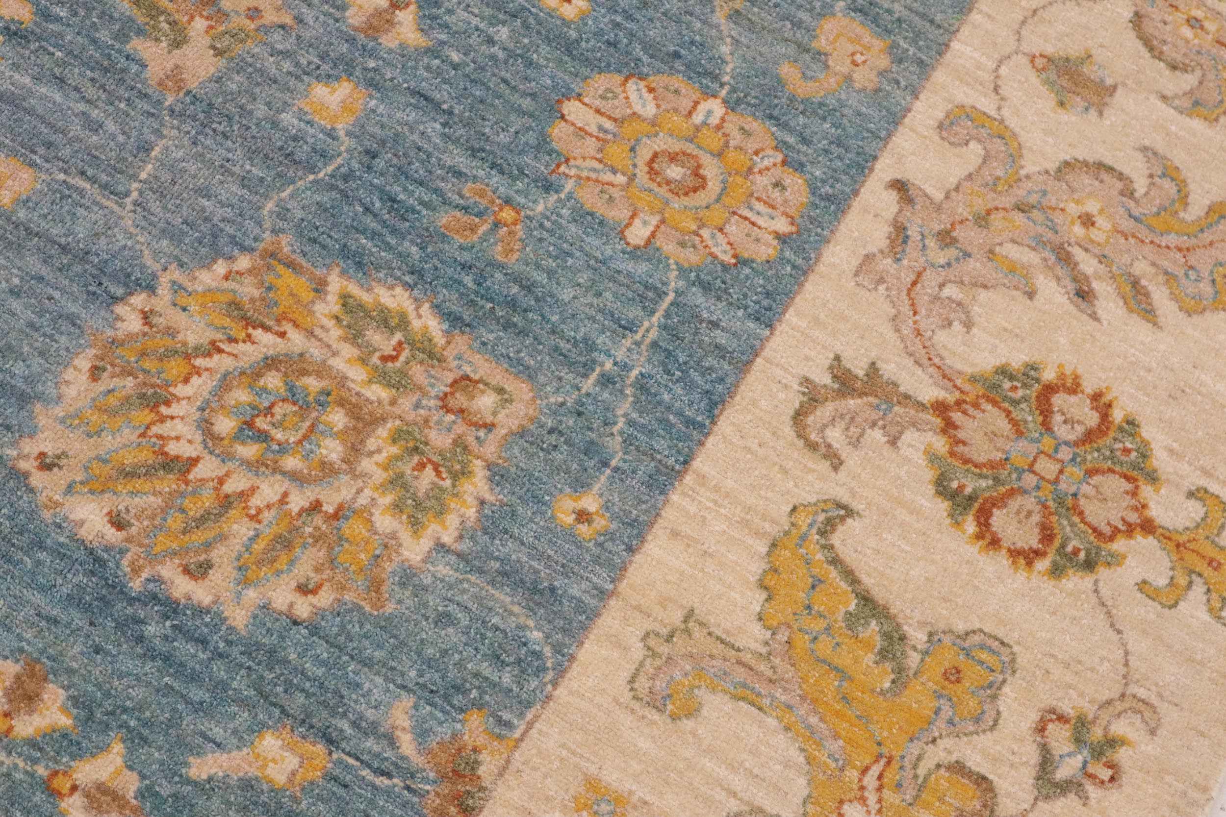 handmade Traditional Kafkaz Blue Ivory Hand Knotted RECTANGLE 100% WOOL area rug 9x12