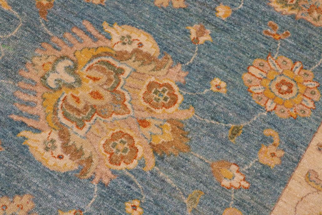 handmade Traditional Kafkaz Blue Ivory Hand Knotted RECTANGLE 100% WOOL area rug 9 x 12