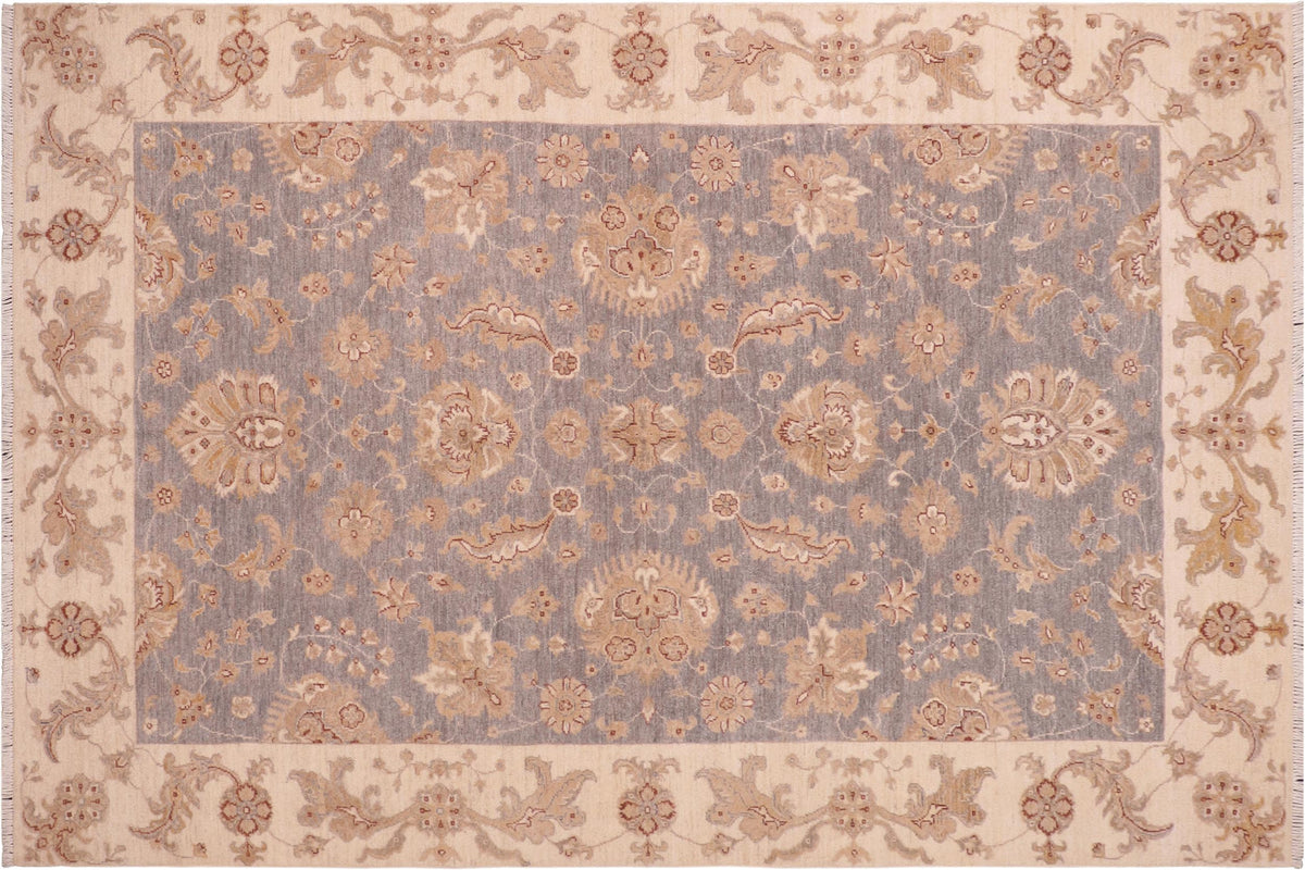 6x9 hand knotted Ziegler wool rug in gray and beige - Oriental Ziegler Sprague