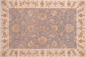 6x9 hand knotted Ziegler wool rug in gray and beige - Oriental Ziegler Sprague