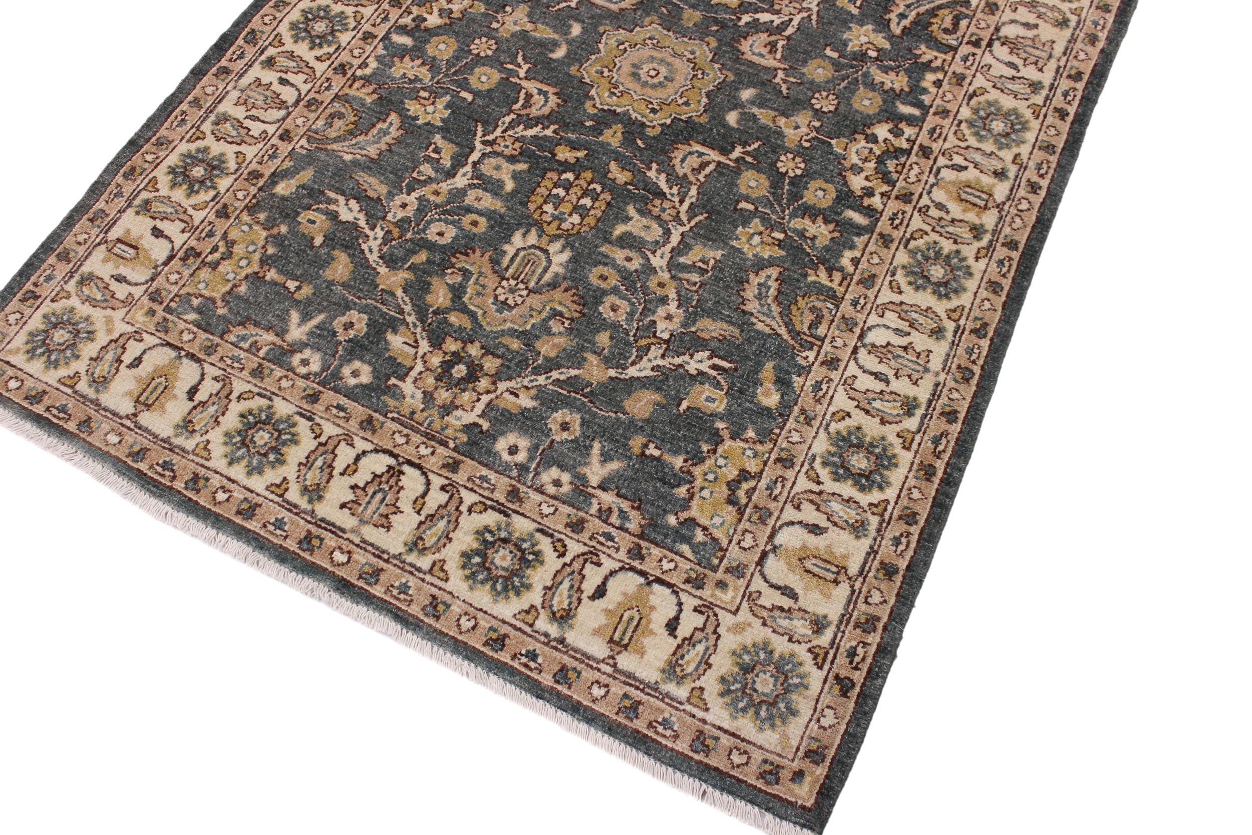 handmade Traditional Kafkaz Green Beige Hand Knotted RECTANGLE 100% WOOL area rug 4x6